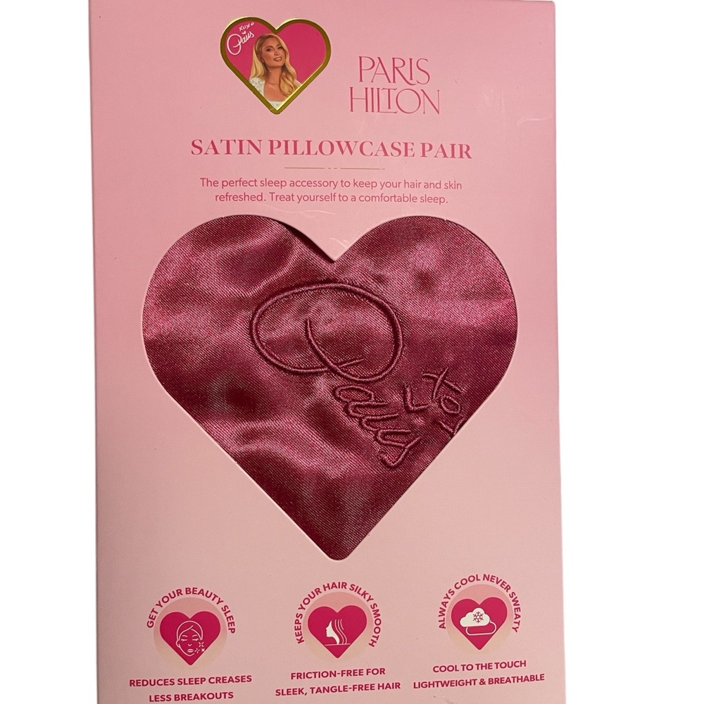 Paris Hilton Satin Pillowcase Pair – Berry Pink  - 2 Standard Pillowcases